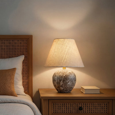 Lampe de table moderne transitionnelle 14,5 "de haut avec abat-jour en tissu