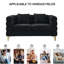 Canapé modulaire 60 pouces 2 places, canapé modulaire en tissu Comfort Teddy, assise douce avec 2 coussins pour le salon, la chambre à coucher, le bureau, noir-1528907932
