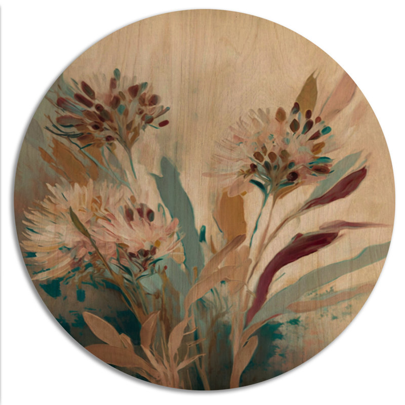 Fleurs sauvages dans des couleurs rétro délavées VI - Art mural floral en bois - Bois de pin naturel