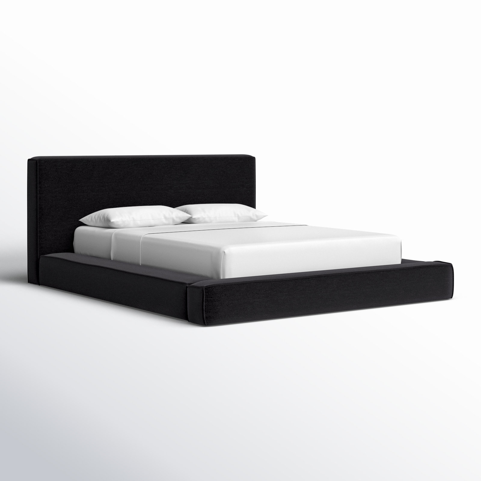 Corda Linen Upholstered Bed, Queen, Black