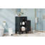 Meuble-lavabo de salle de bain avec lavabo en céramique, ensemble de meuble-lavabo simple autoportant avec porte à fermeture douce, tablette réglable, style français