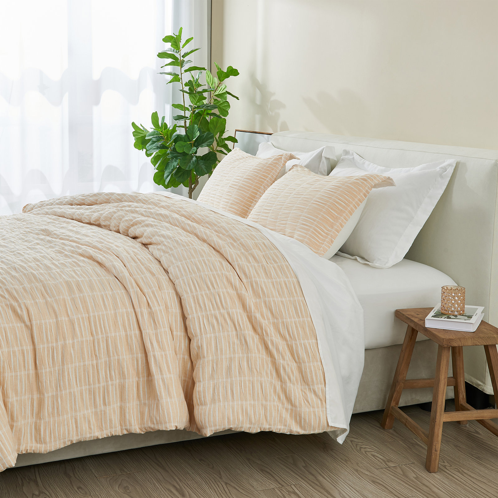 Cotton Comforter Set, Full / Queen, Sand