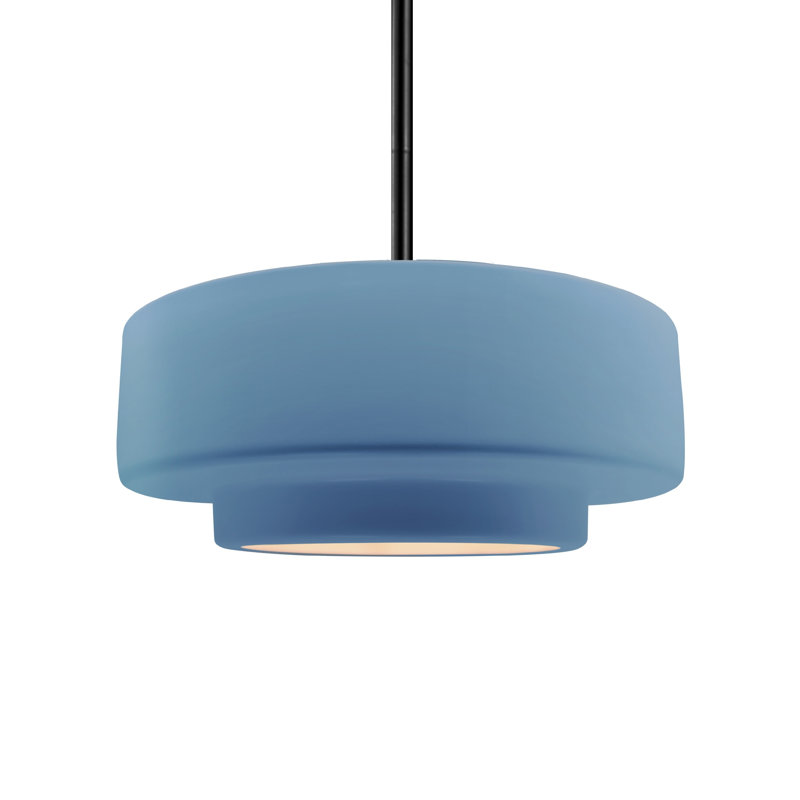 Luminaire suspendu à 1 lumière Meydan, Bleu ciel, H 5,25 po x l 14,5 po x P 14,5 po, Matte Black