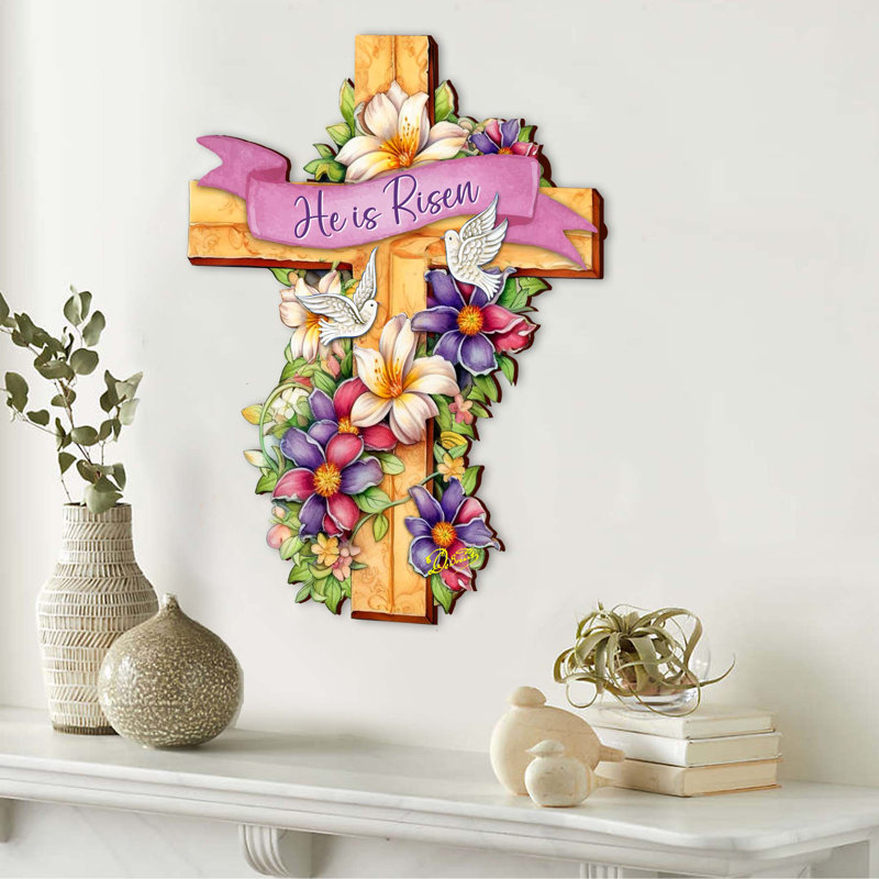 Religious & Spiritual and Plants & Flowers Solid Wood Wall Decor