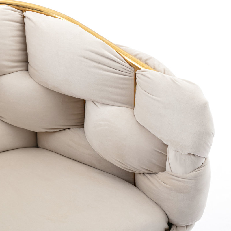 Hummera Upholstered Accent Chair, Beige Velvet, 1