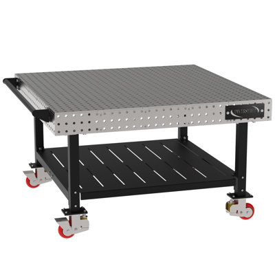(CTE) Classroom Welding & Fixture Table, Carbon Steel Top, Mobile, Casters, Handle, Powdercoat Legs
