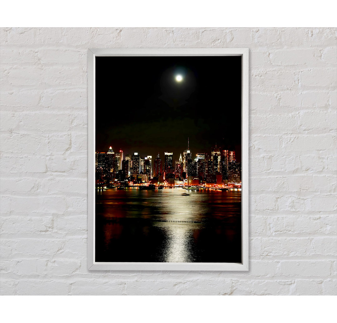 New York City Moonlit Glow - Einzelner Bilderrahmen Kunstdrucke auf Leinwand