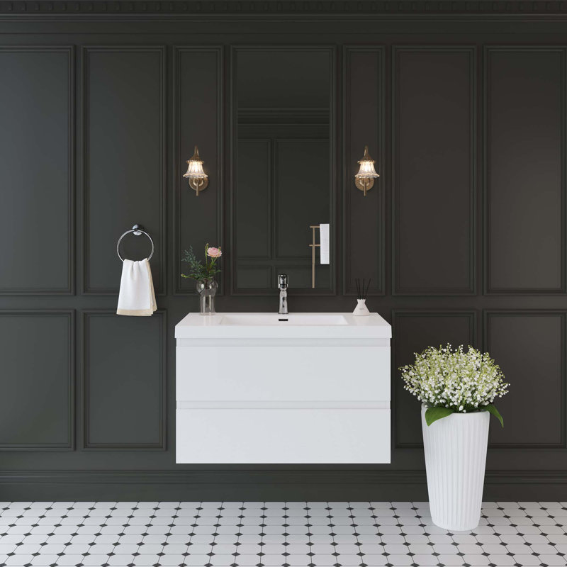 Floating Bathroom Vanity With Sink, 36"