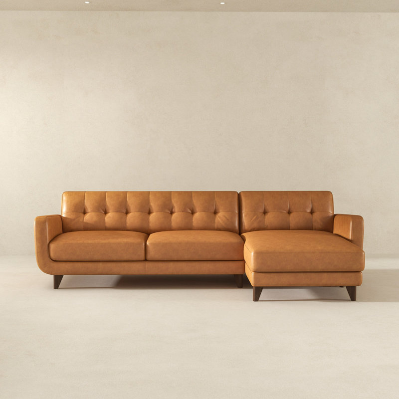 Canapé modulaire en cuir brun clair Allison, Orienté à droite