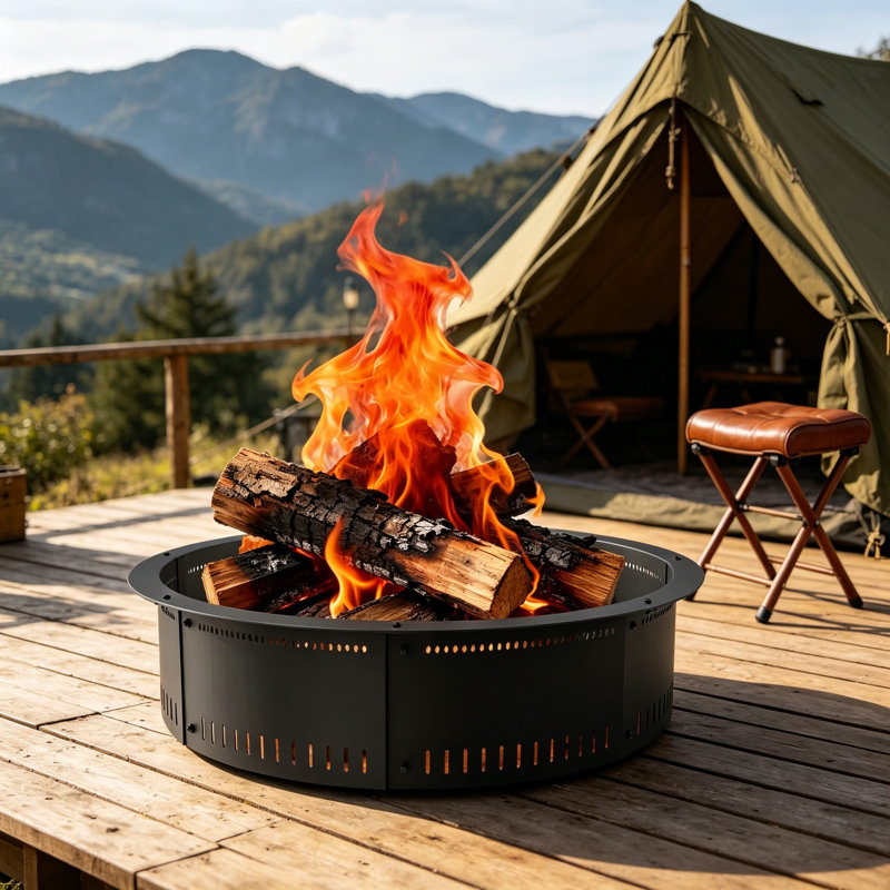 36in Smokeless Fire Pit Ring Insert Steel with Airflow