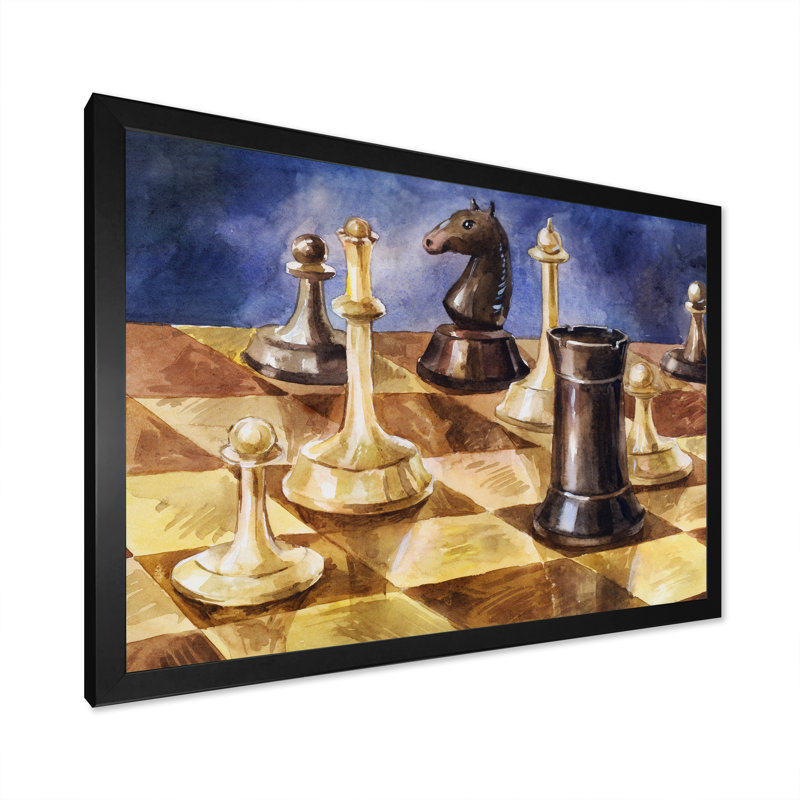 Jeu d'échecs - reproduction de cadre photo sur toile, H 12 po x l 20 po x P 1 po, Cadre noir
