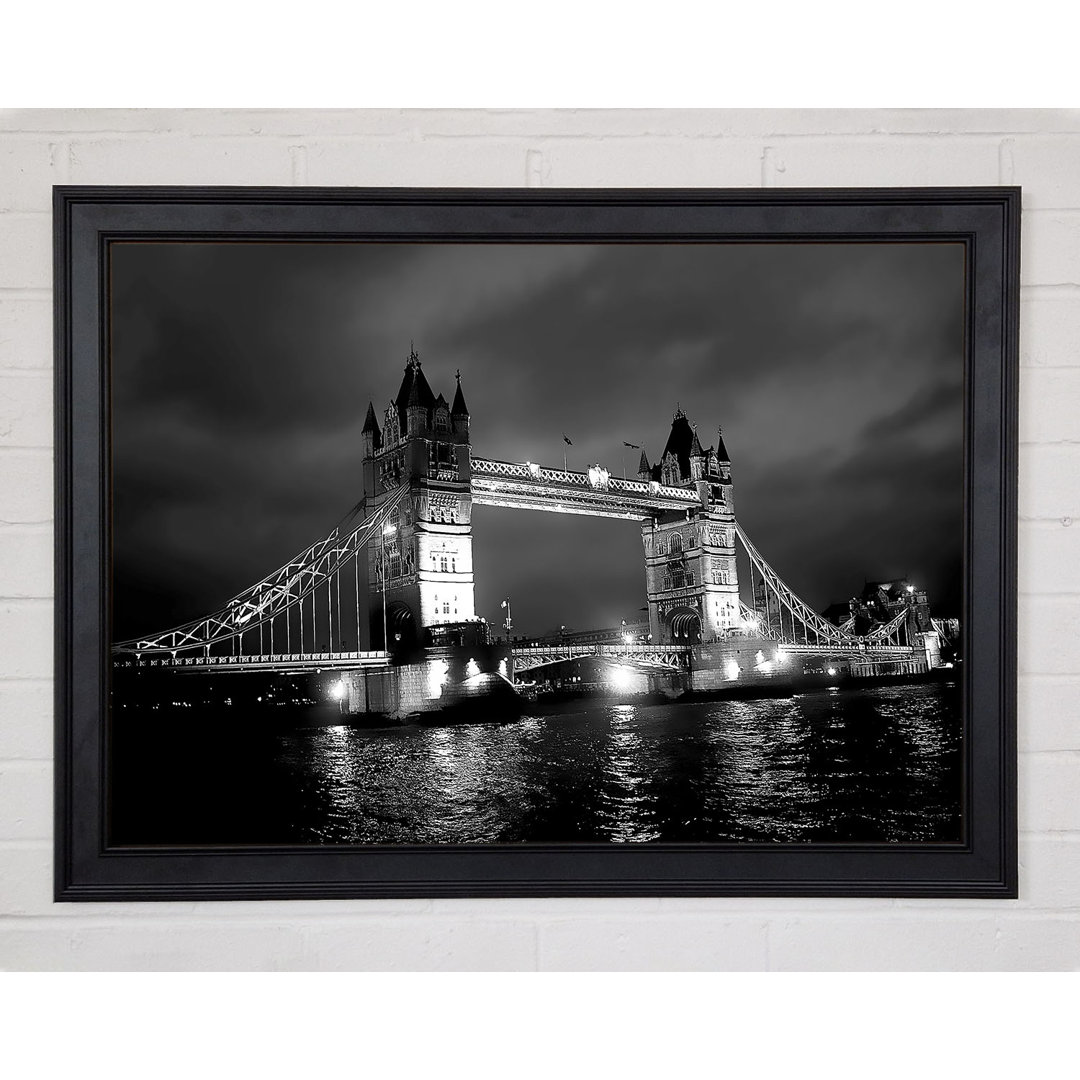 London Bridge bei Nacht B N W Gerahmter Druck