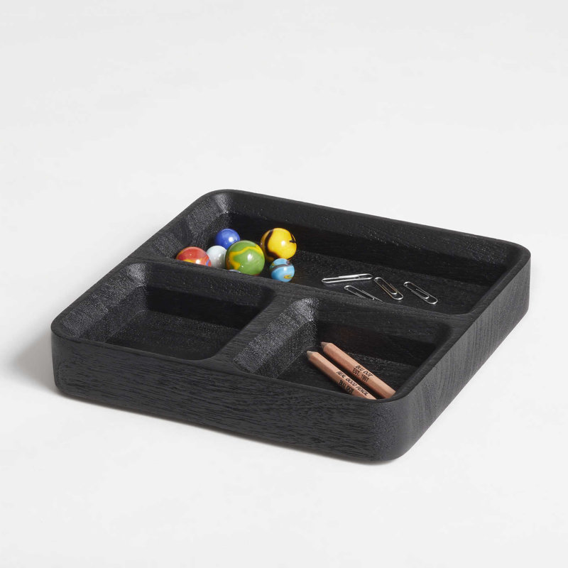 Square One Desk Organizer, Black Stained Acacia