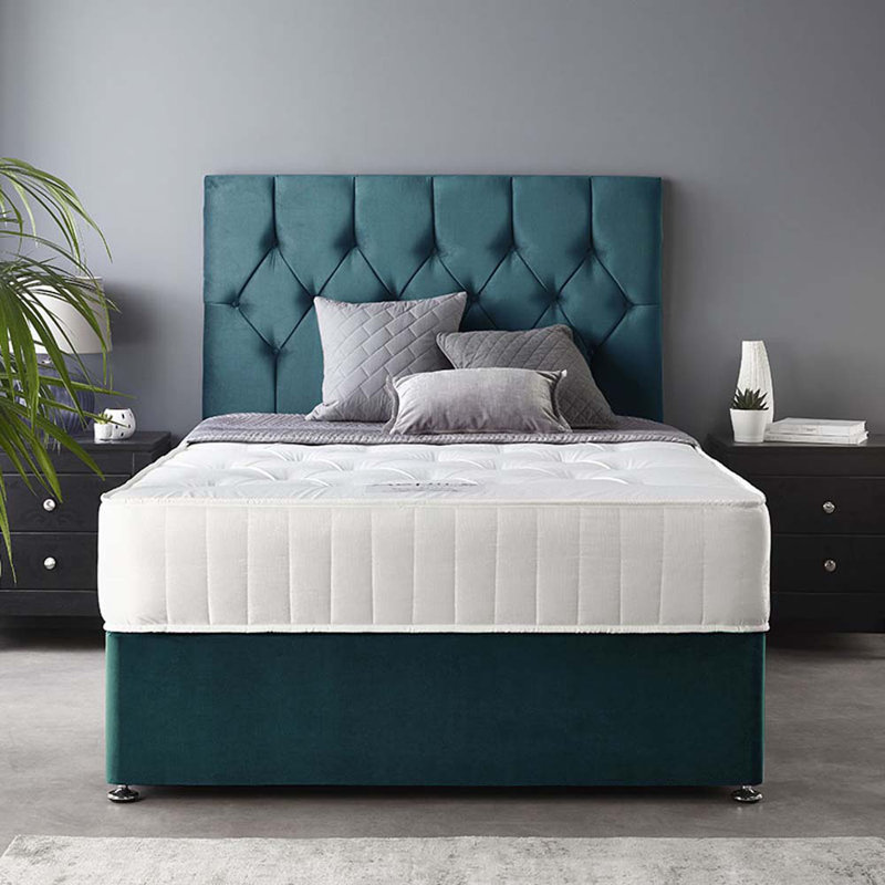 Boutique Pocketsprung Divan Bed Set, Kingsize (5'), Emerald, 4 Drawers