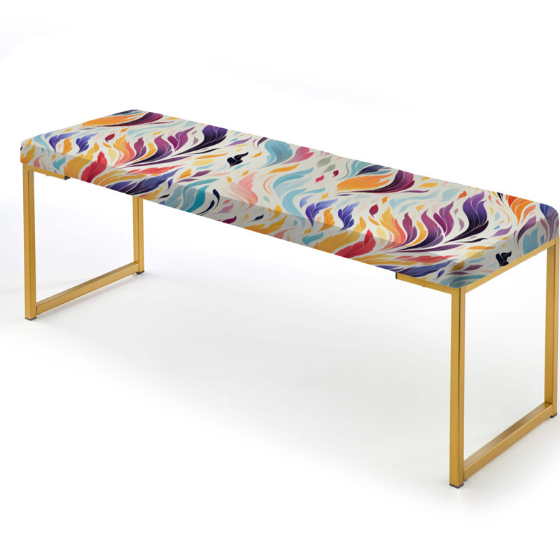 Purple And Blue Ikat Whimsical Dreams - Ikat Upholstered Gold Bench