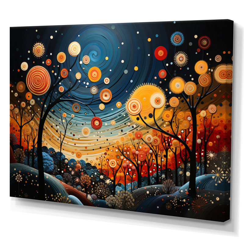 «Orange Mid Century Natures Harmony I», art abstrait Mid-Century, H 16 po x l 32 po x P 1 po, Toile tendue