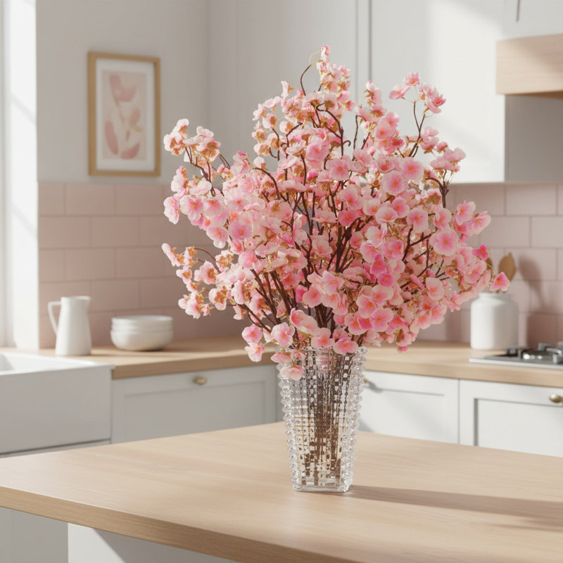 Cherry Blossom and Glass Vase Bundle