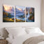 Ensemble de 3 tableaux sur toile représentant un paysage de montagne avec un ours et une cascade