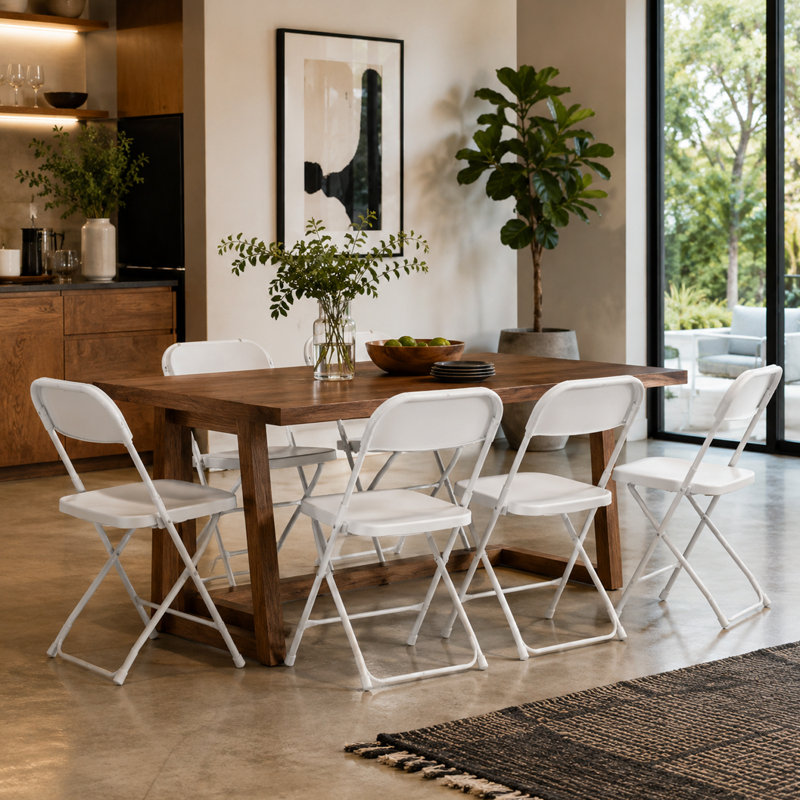 Lot de 6 chaises pliantes en plastique blanc, chaises portatives robustes avec structure métallique pouvant supporter jusqu'à 159 kg (350 lb) pour événements intérieurs et extérieurs