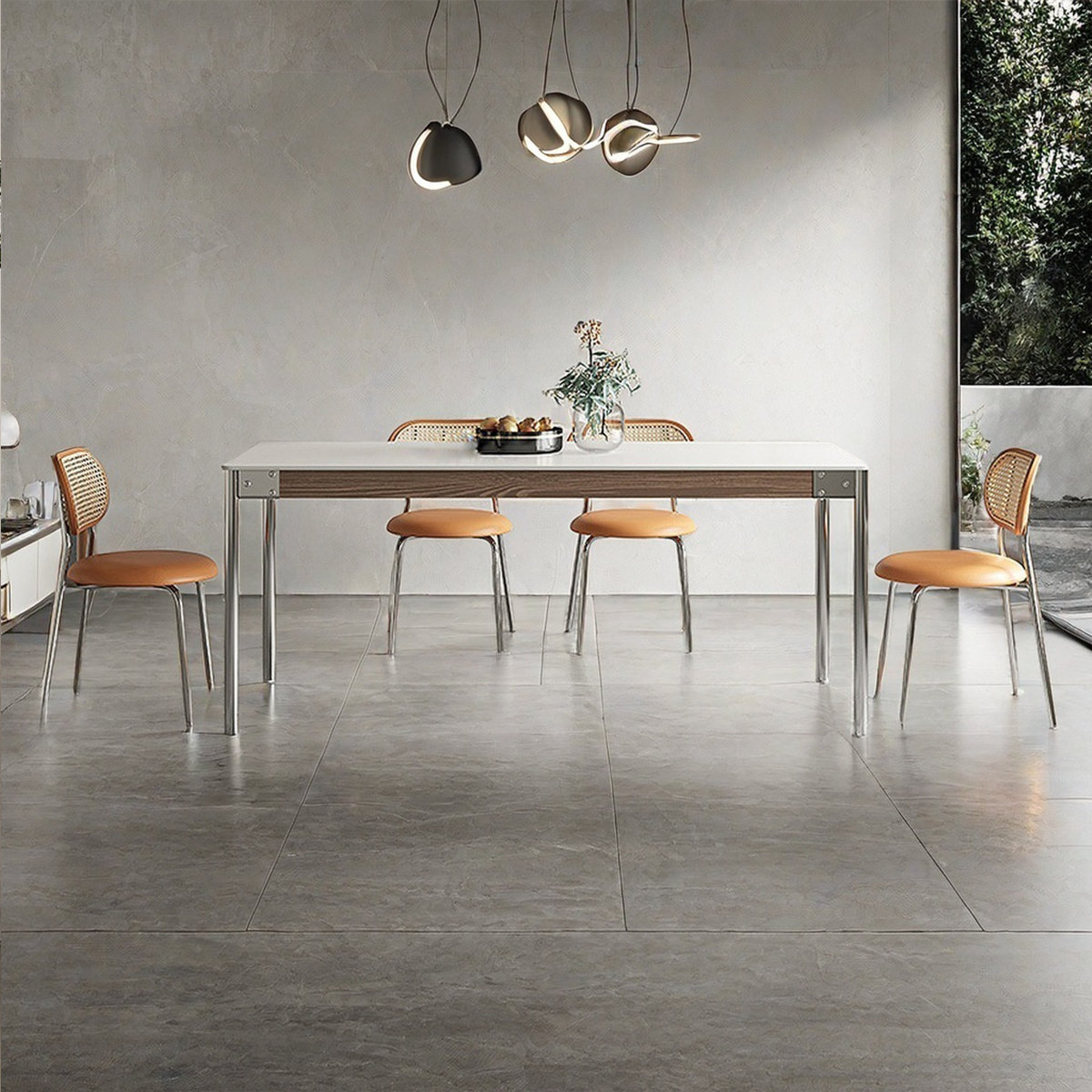 LJIA home Stainless steel modern sintered stone dining table - Wayfair ...