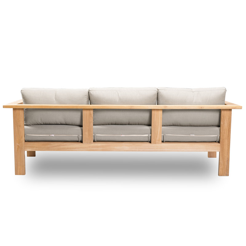 Ando Teak Patio Sofa with Sunbrella Cushions, Cast Silver Sunbrella®