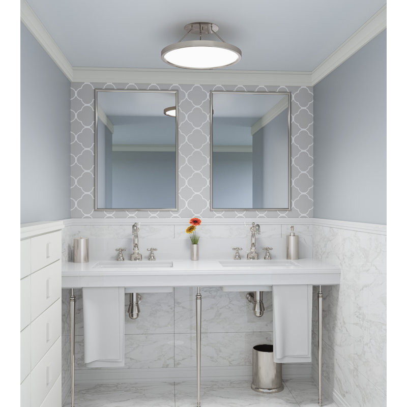 Outskirts Acrylic LED Semi Flush Mount, Brushed Nickel, 6.8" H x 15" W x 15" D