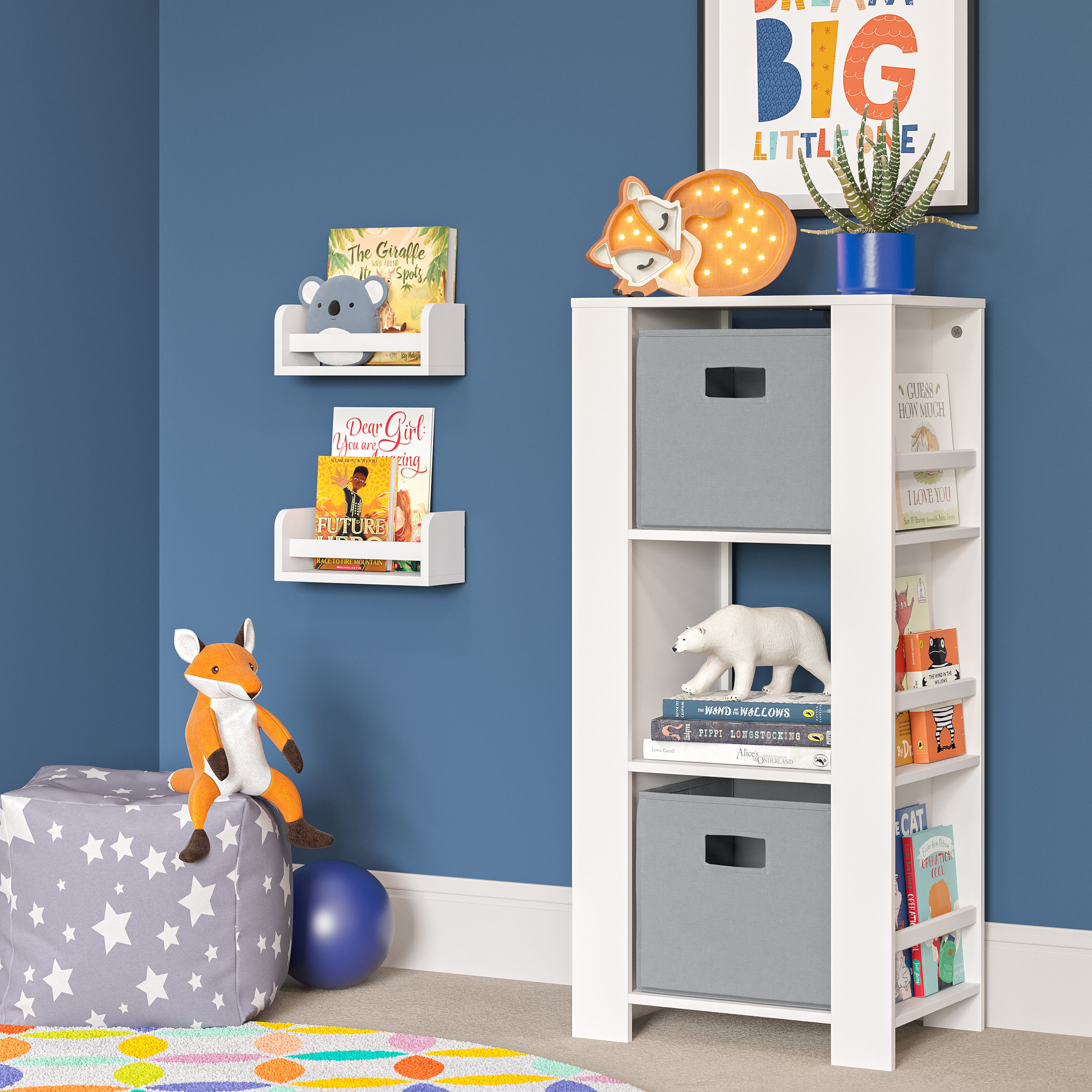 Guidecraft EdQ Shelves and 10 Bin Storage Unit 30 - White