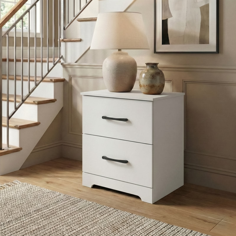 Arkia 23.7" H 2-Drawer Manufactured Wood Nightstand, White, Individual
