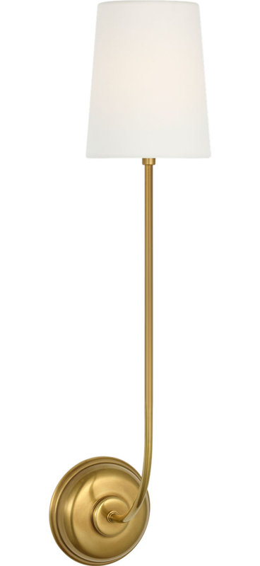 Vendome 26" Single Cordless Sconce with Linen Shade, Hand-Rubbed Antique Brass