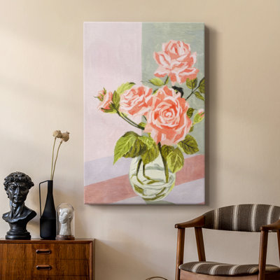 Douces roses I - galerie tendue sur mesure Cavas