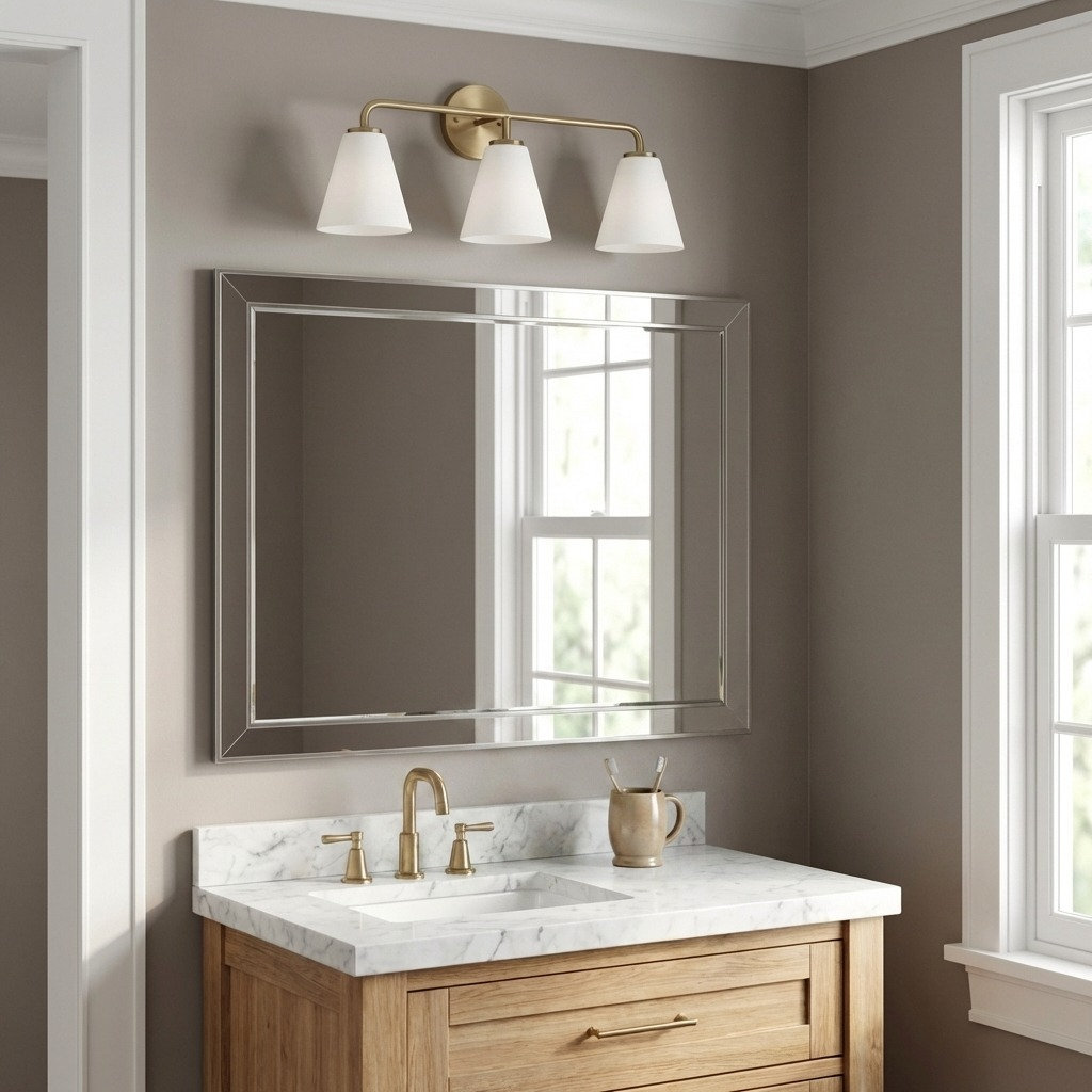 Nabi Vanity Light, 3, Satin Brass, White