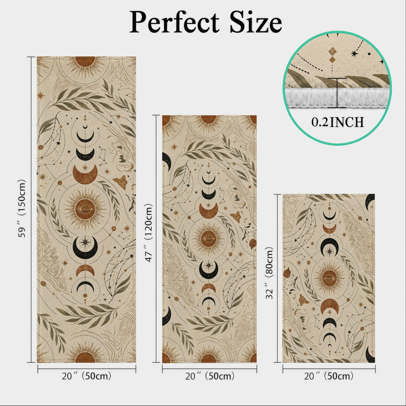 Tapis de cuisine lavables antidérapants Moon Phase