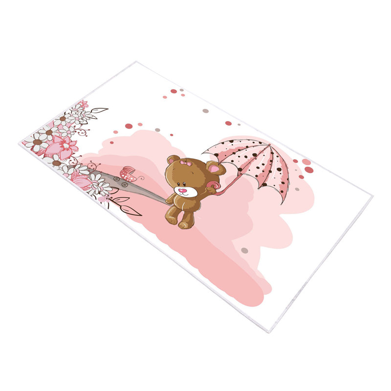 Tapis rectangulaire rose / brun en polyamide tissé à la machine Ipina, Rectangle 5 pi 3 po x 7 pi 7 po