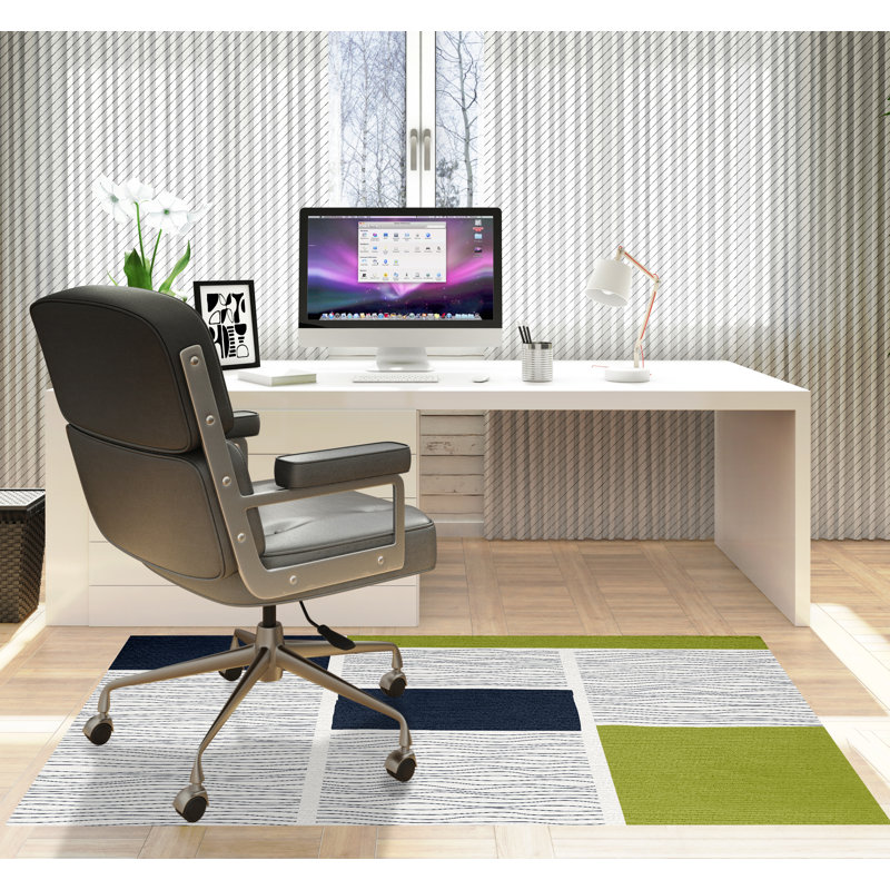 Rapu Rectangle Chair Mat with Straight Cut Edge for Firm Surfaces, 36" W x 60" L, Chartreuse