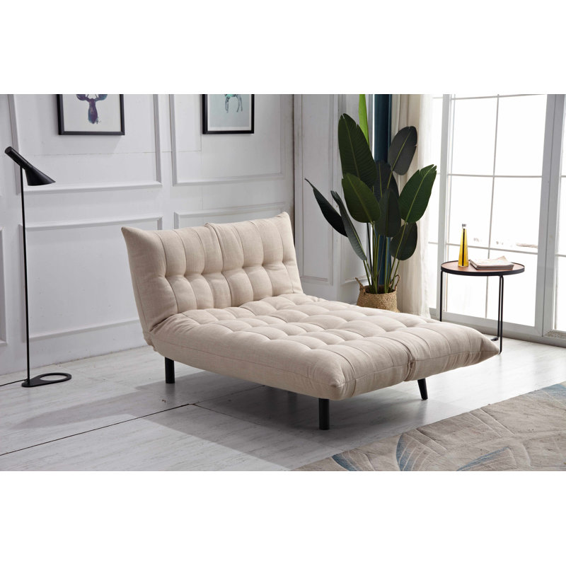 Stalbridge 71.65" Armless Sofa Bed, Beige Linen Blend