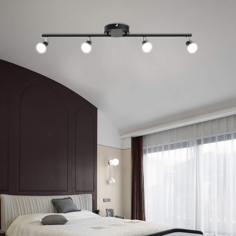 Black Nickel Rotatable Ceiling Light Fixture – 4-Light Adjustable Spotlight Base with 360° Swivel, Dimmable Compatible, for Kitchen Living Room Bedroom Hallway (GU10 Bulbs Not Included)