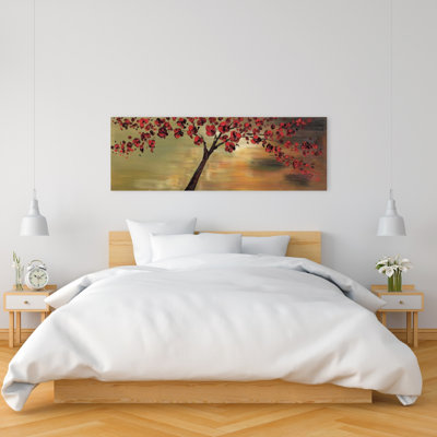 Fleurs rouges sur toile | Décoration murale paysage paysage