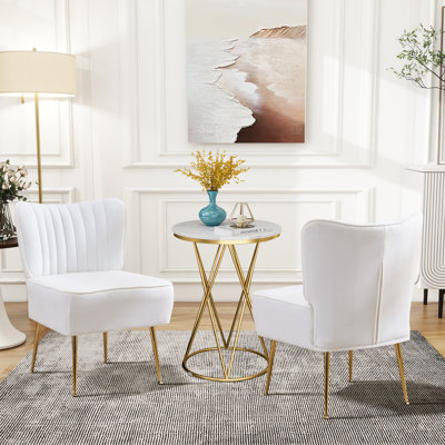 Accent Side Chair With Gold Legs