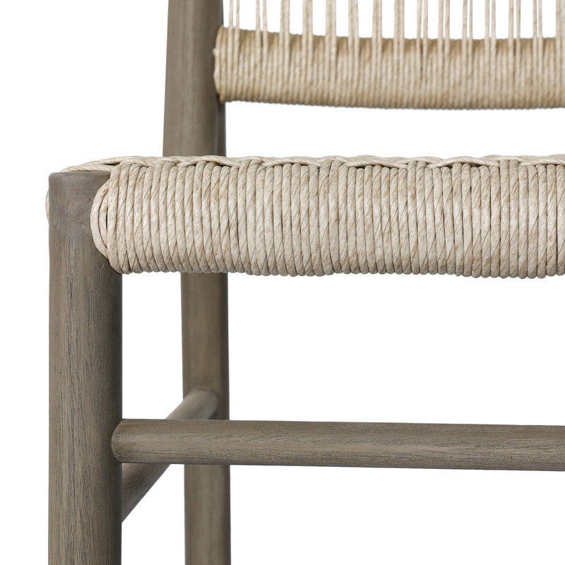 Outdoor Teak Dining Side Chair, Vintage White