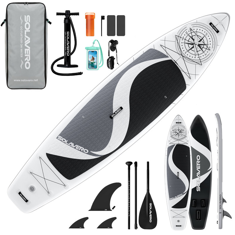Inflatable Paddle Board With Exceptional Load Capacity, Complete With SUP Accessories, 3 Removable Fins, And 3-Piece Adjustable Single Paddle. This Non-Slip Adult Paddleboard Comes In A Variety Of Designs And Sizes.