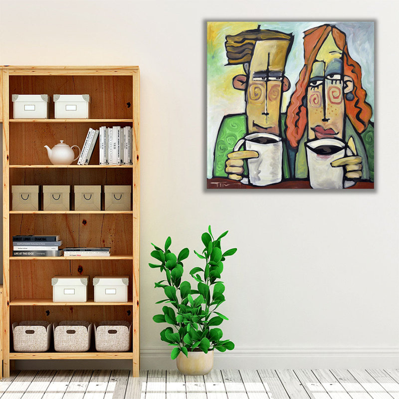 Coffee Canvas Art | Modern Kitchen Wall Decor | Coffee Date, 16" H x 16" W