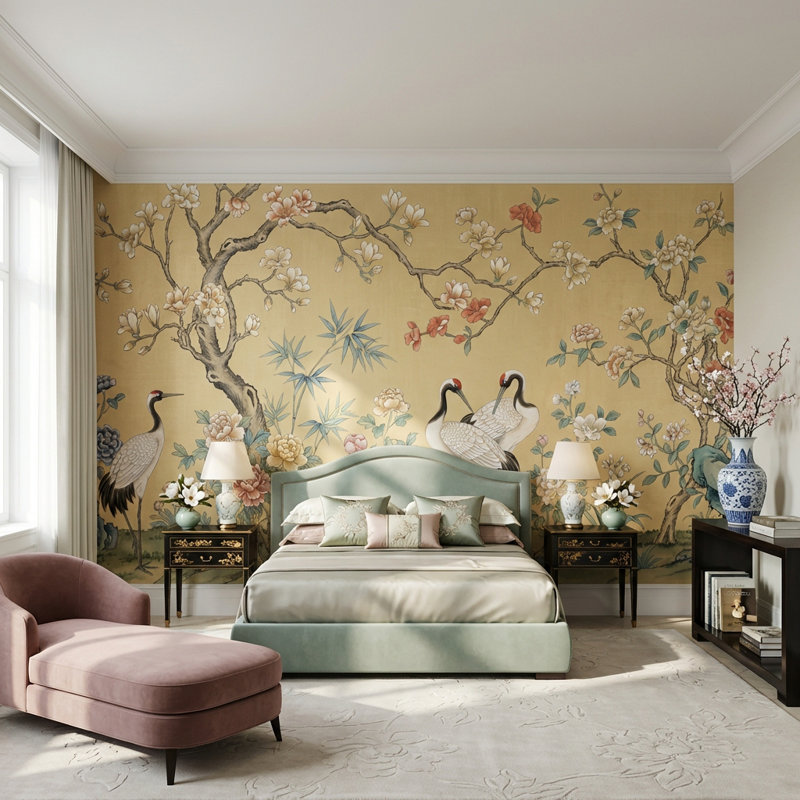 Panneau mural oriental oriental, 140 po x 108 po, Peler et coller