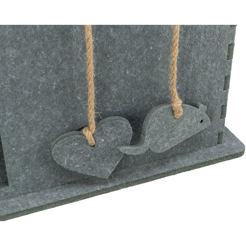 TRIXIE Lene Felt Cat Condo, Small Cat Hideaway with Hanging Cat Toy, Jute Scratching Pads, Indoor Cat Cave