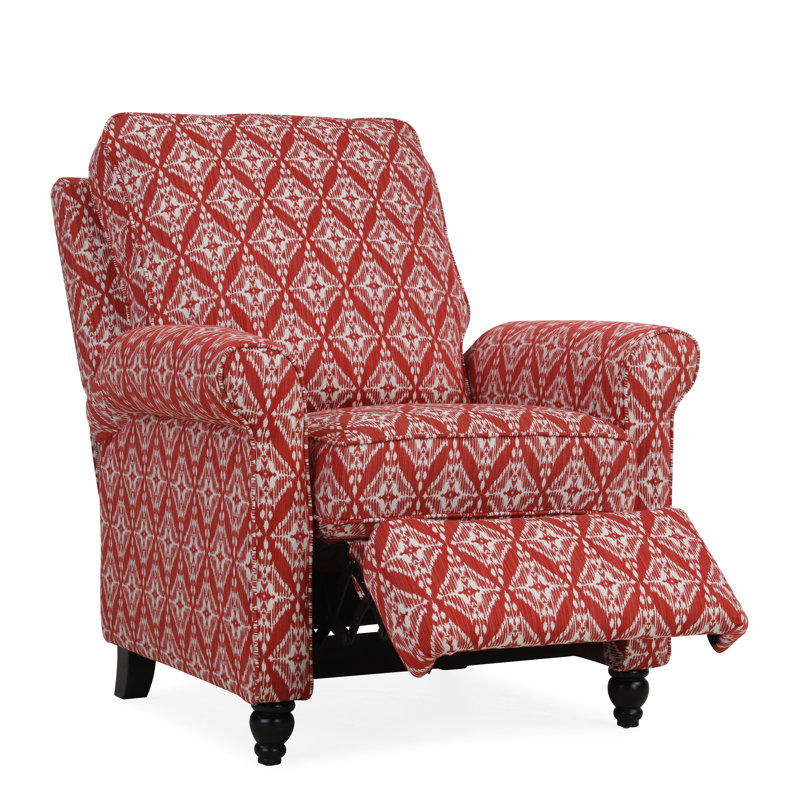 Leni Upholstered Recliner, Cranberry Red Ikat