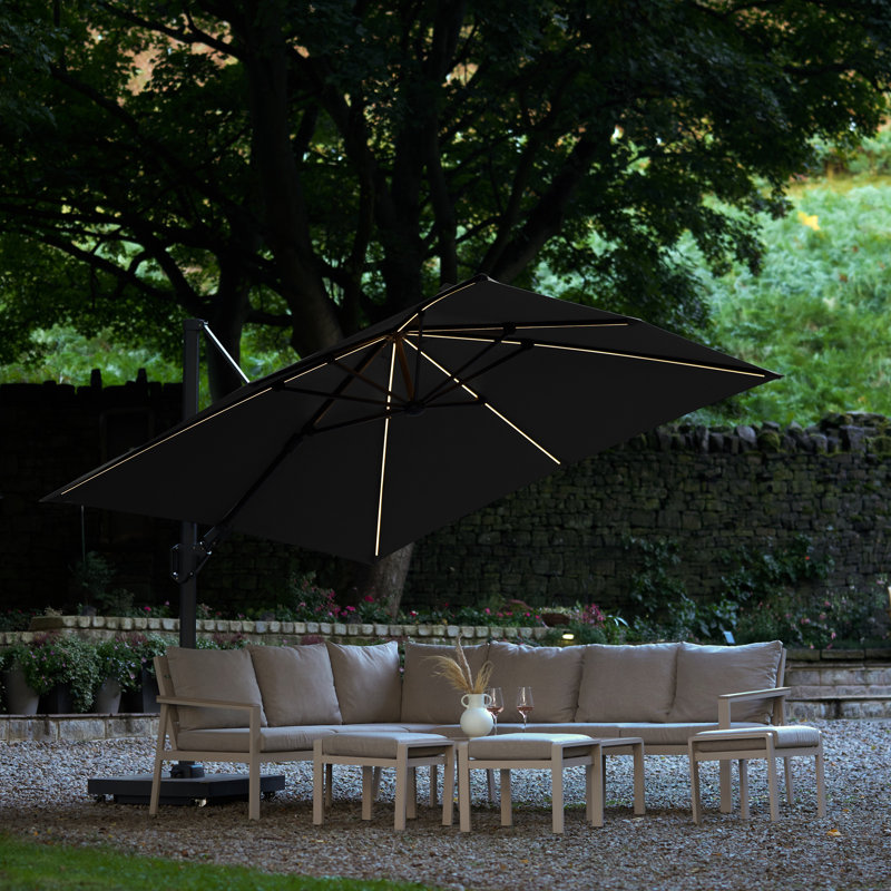 Cerena 300cm Lighted Cantilever Parasol, Light Grey