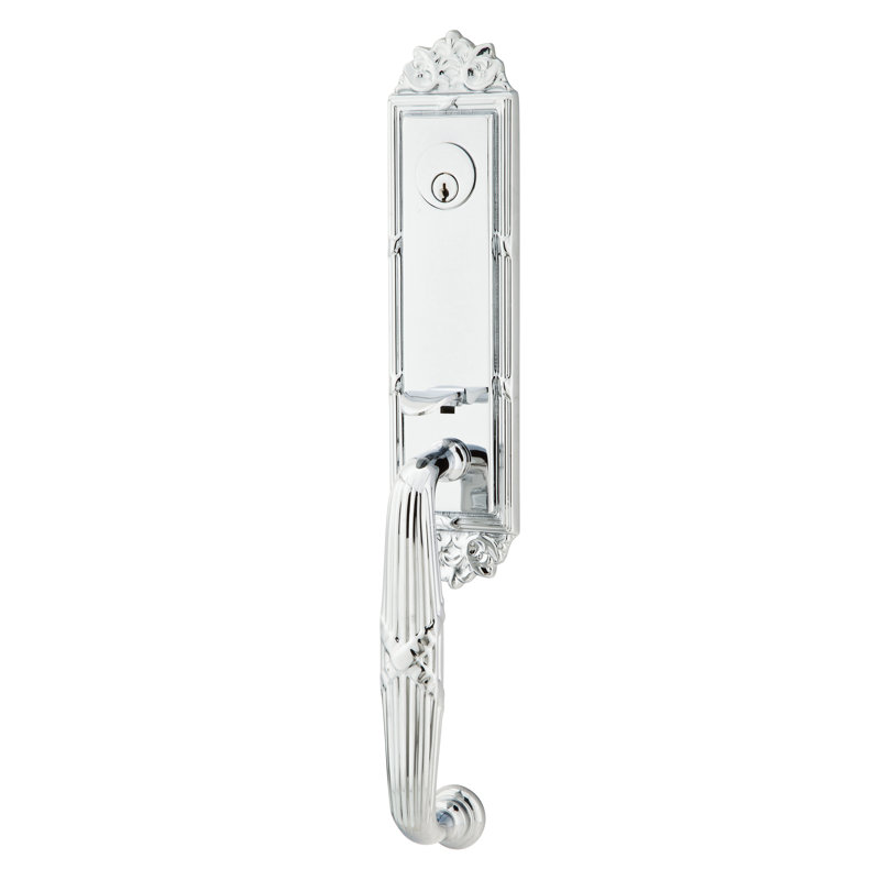 Entretoise tubulaire simple cylindrique Emtek Tuscany, Levier Athena, Chrome poli, Droitier