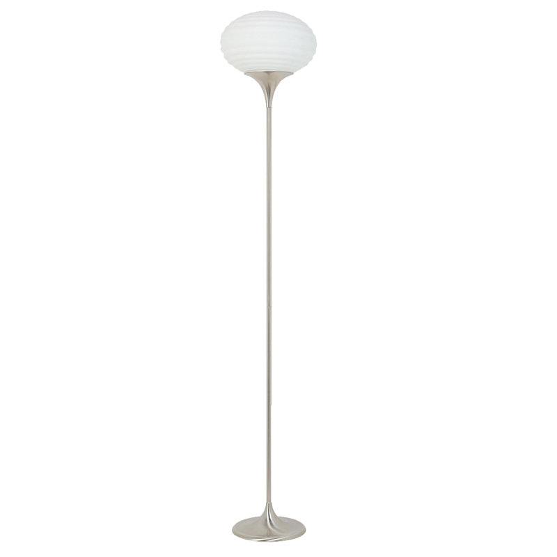 Leocadia 62.5'' Satin Silver Torchiere Floor Lamp with Outlet