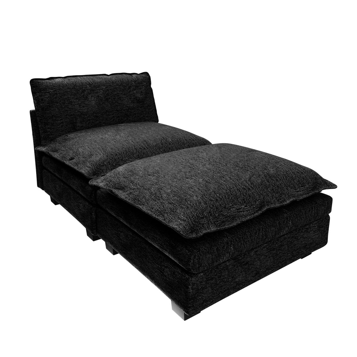 Modular Ottoman In Crushed Velvet- Charcoal