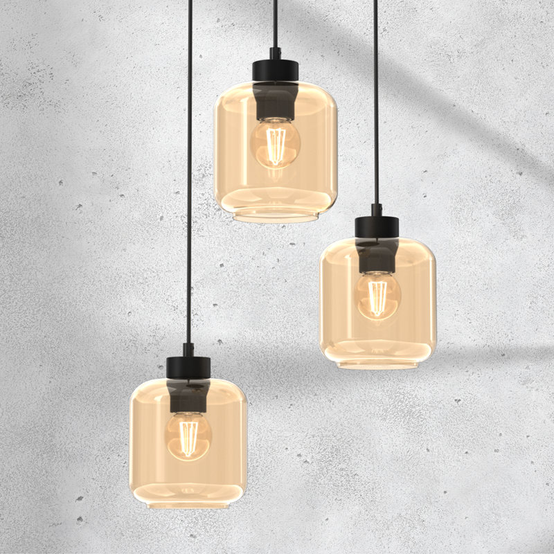 Sombra 3 - Light Matte Black Cluster Pendant, Amber