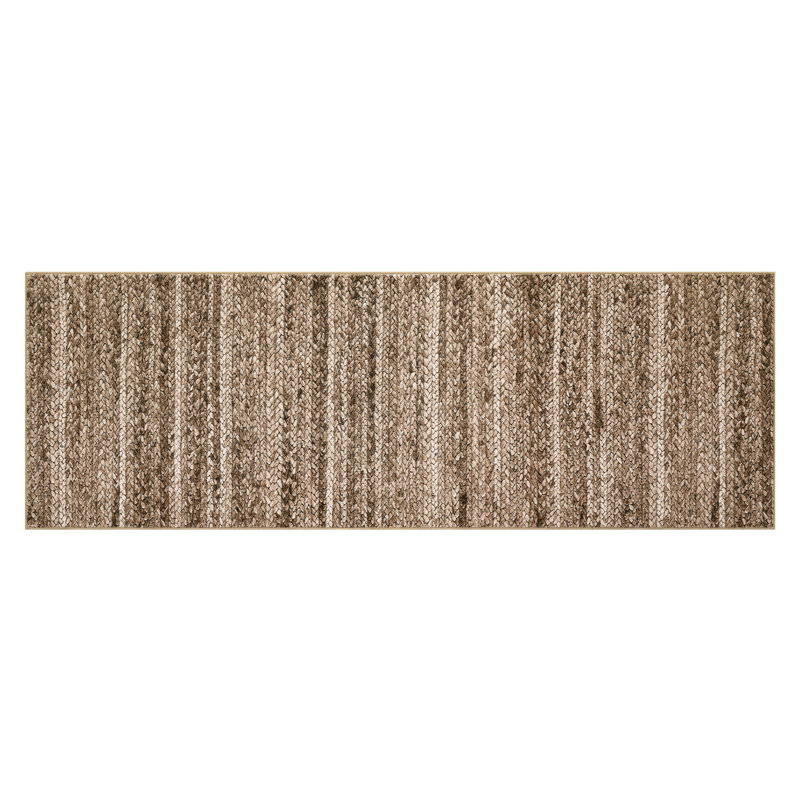 Machine Washable Runner Rugs 2x6 Modern Farmhouse Runners Non-Slip Gradient Runner Rug Soft Printed Braid Indoor Floor Carpet Rug for Hallway Kitchen Bedside Laundry, Brown